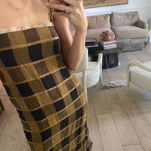 Khaite Susanna Plaid-Print Slip Dress